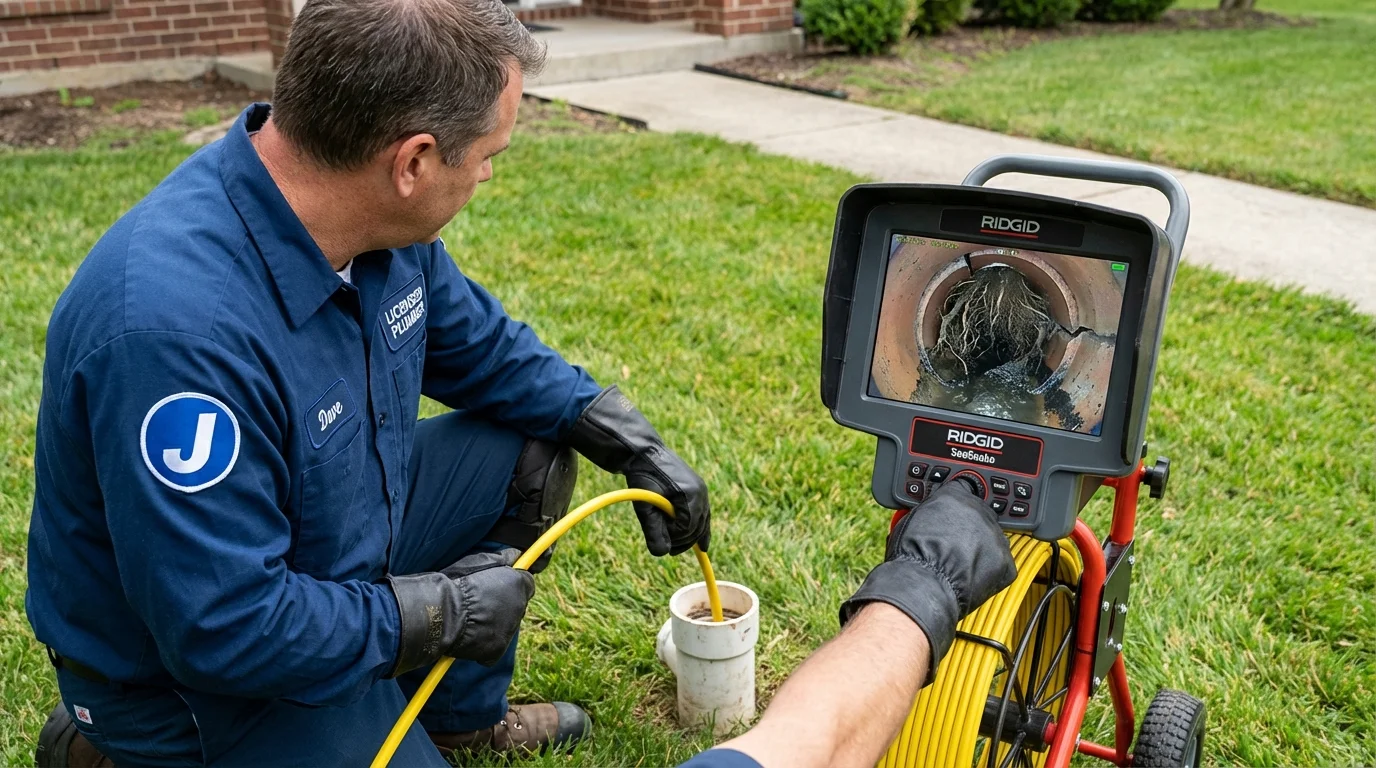Sewer camera inspection being performed by Johns Plumbing LLC in Channahon