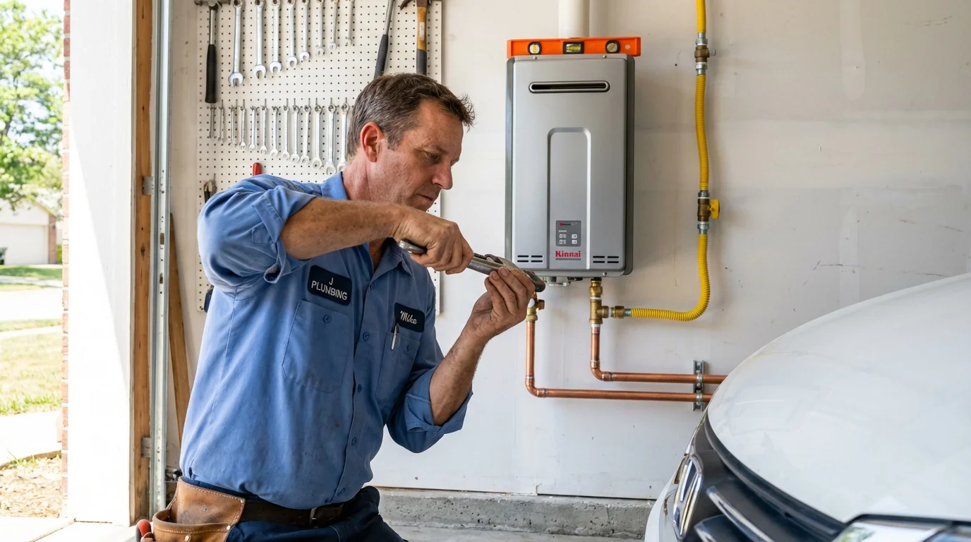 Tankless water heater installation by a Johns Plumbing LLC plumber in Channahon